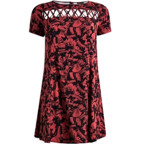 ❤️NWT VINTAGE TORRID UNIVERSAL MONSTERS TRAPEZE DRESS ♡ FRANKENSTEIN ♡ HALLOWEEN - Picture 10 of 13